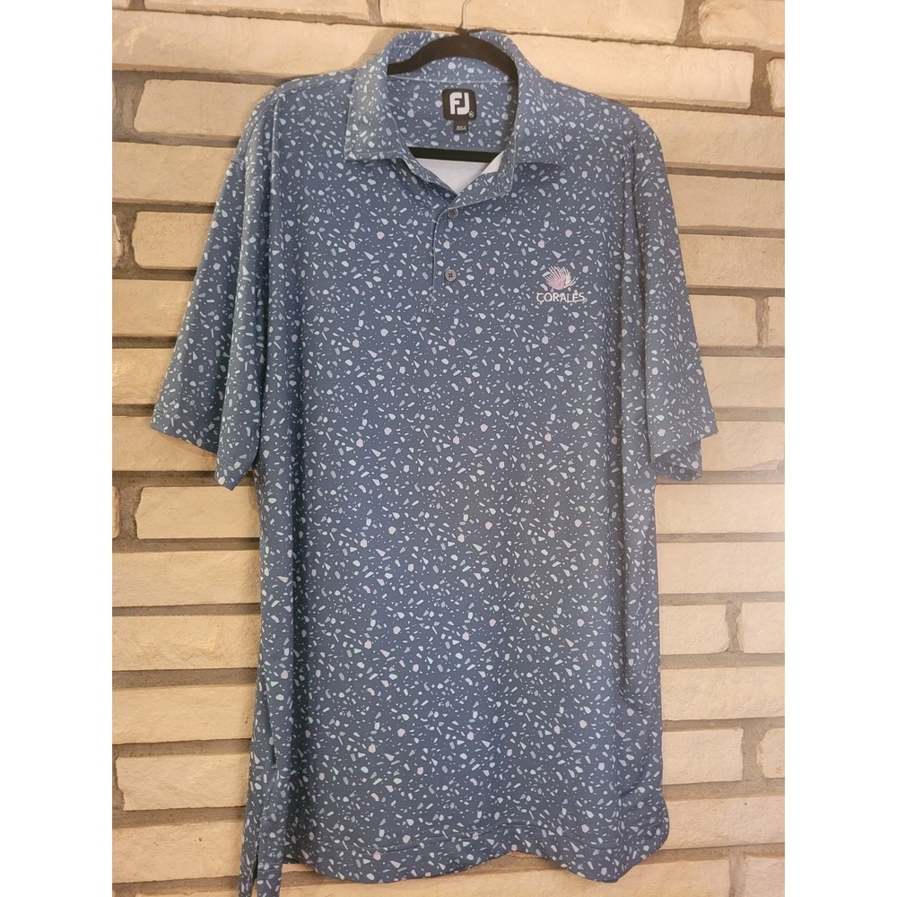 FootJoy Mens Corales Club Golf Polo Shirt Navy Confetti XL